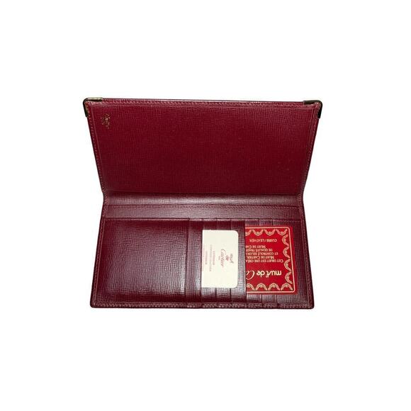 Vintage Cartier Burgundy Leather Bifold Wallet NWOT - Picture 11 of 14